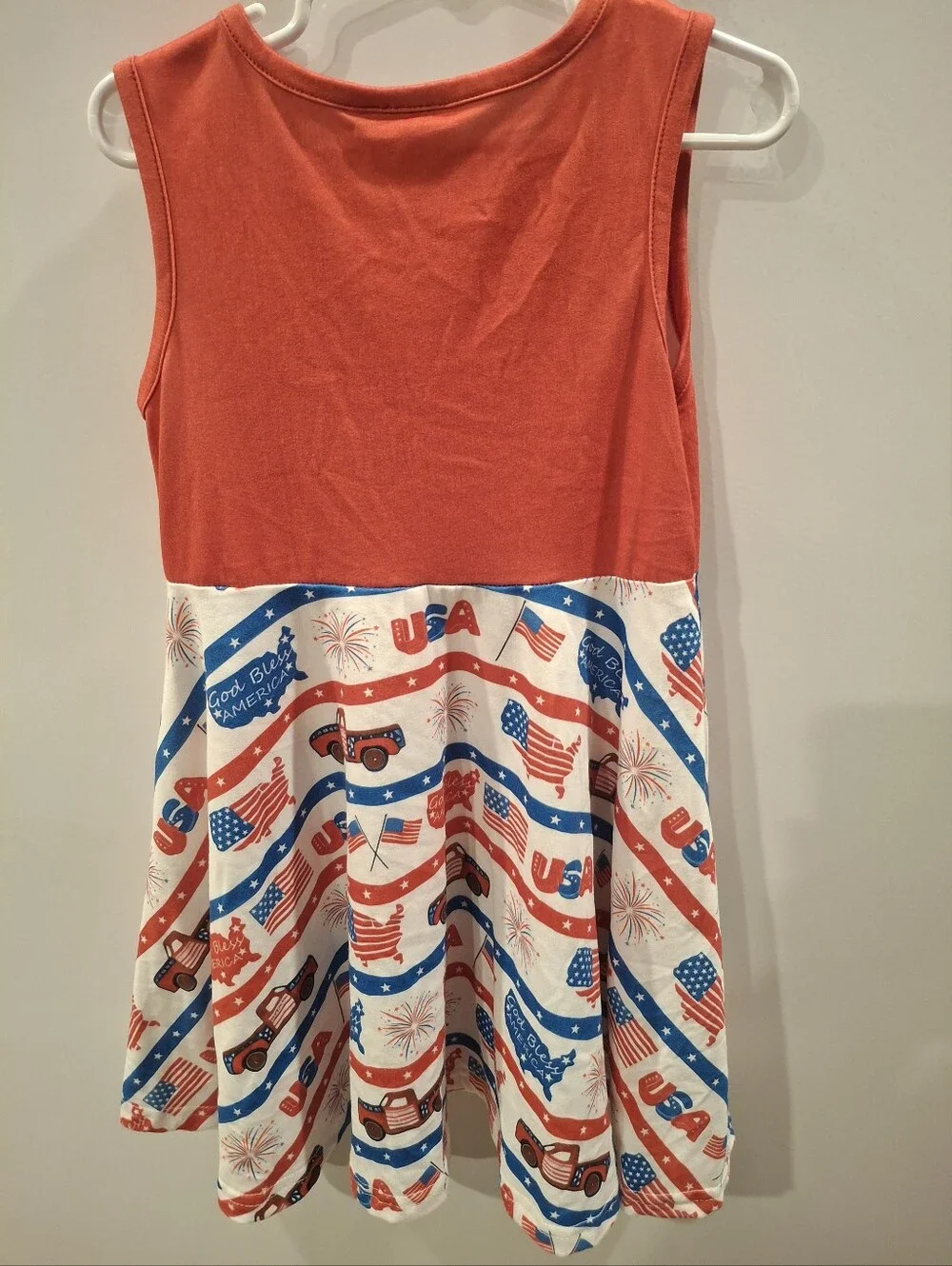 Girls' Red & White Patriotic Sleeveless Dress - (Brand Unspecified)